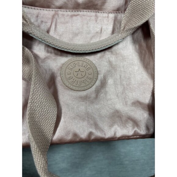 Kipling Shoulder Bag Satchel Monkey Keychain Pearlescent Pink Rose Gold - Picture 2 of 7
